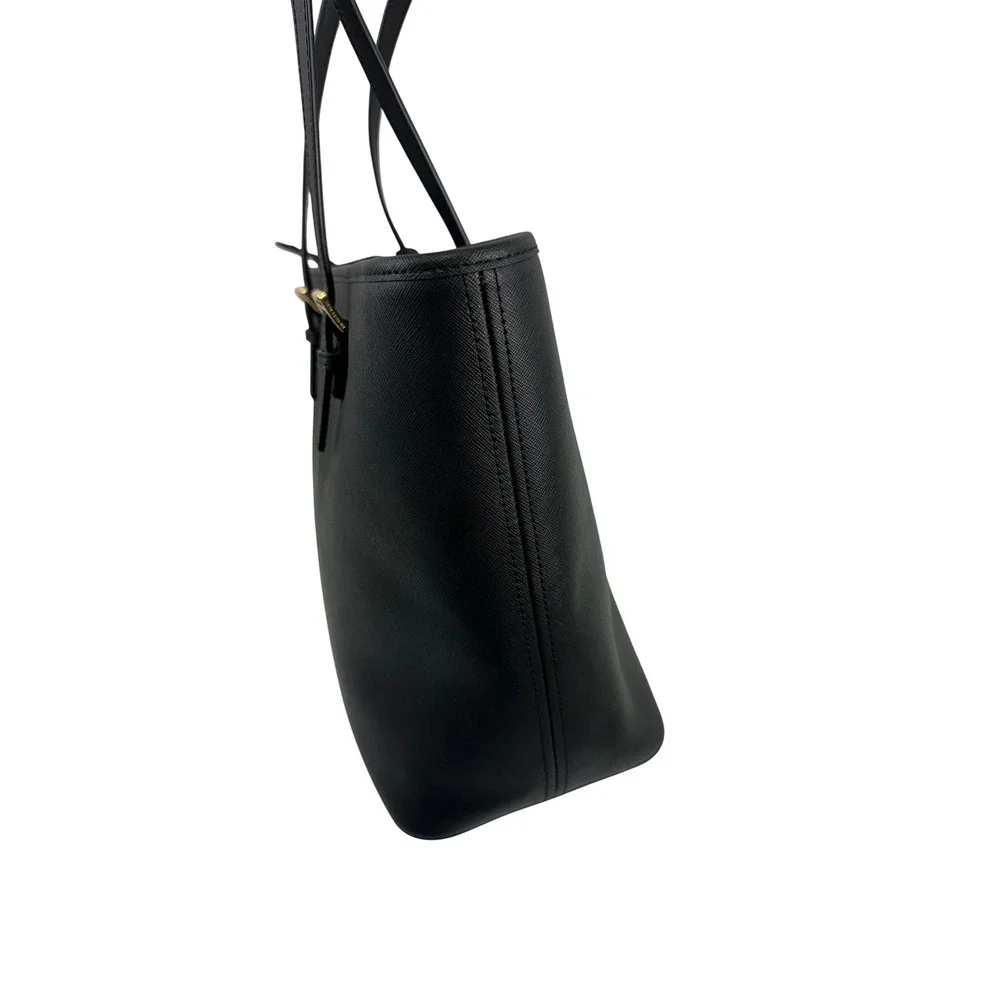 Michael Kors Jet Set Travel Tote Black Saffiano Leather Bag Large Zip 38F7GTVT3L